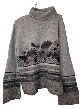 Boho Vintage 100% Lambs wool Turtleneck Sweater L